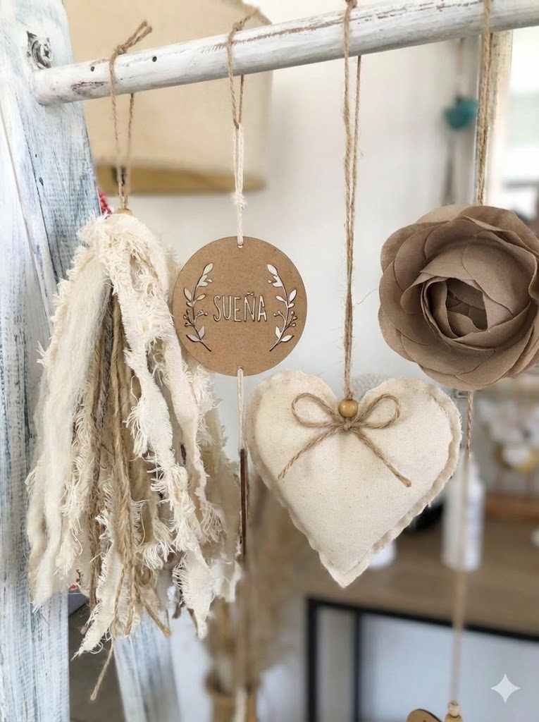 Colgante decorativo corazon y flor
