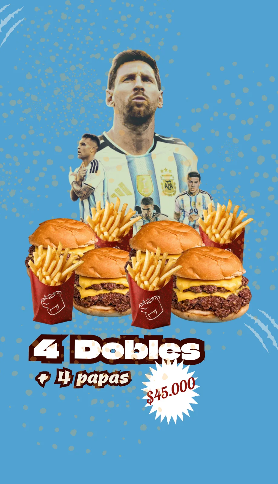 Promo 4 Hamburgesas + Papas