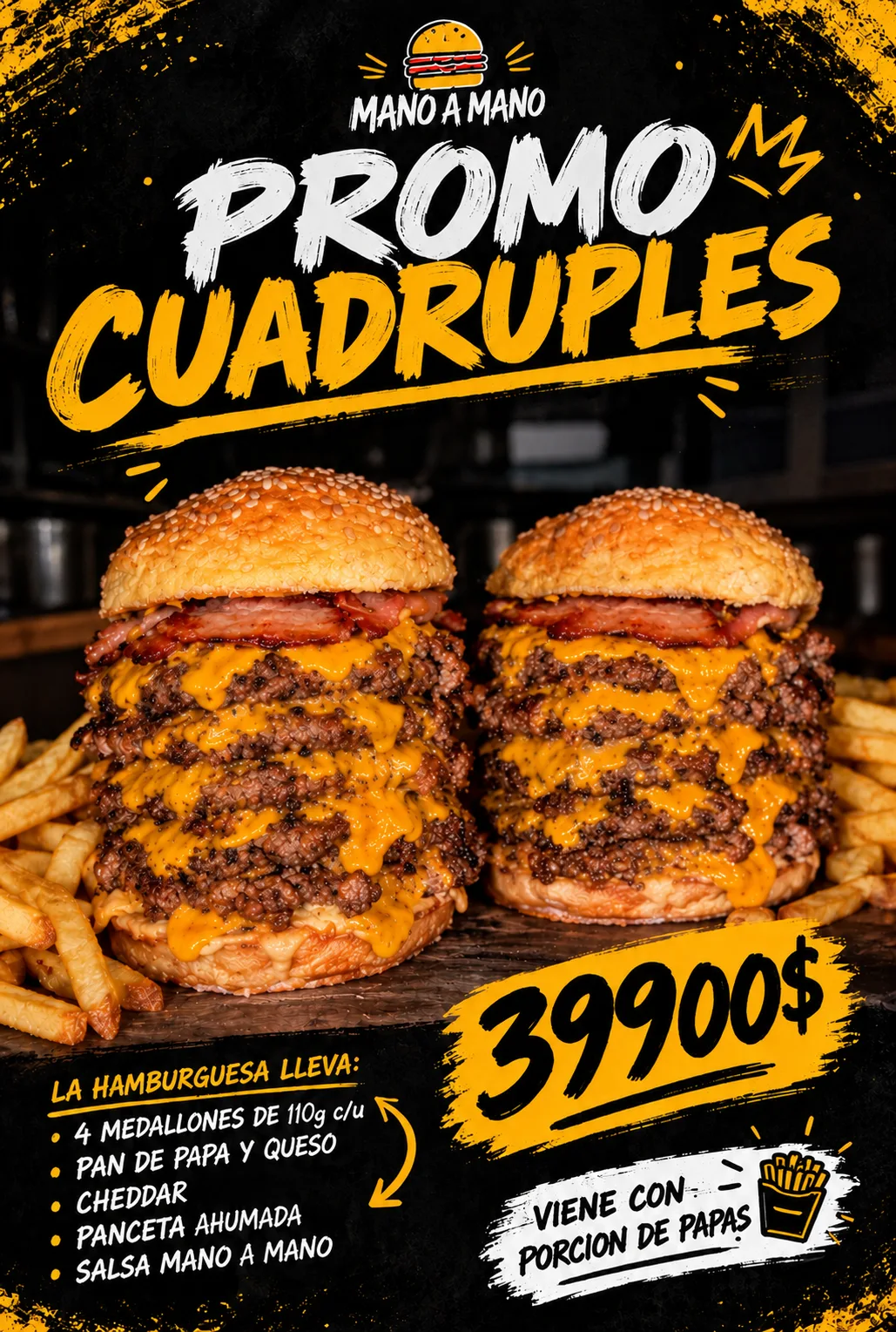 PROMO CUADRUPLES (CON PAPAS)